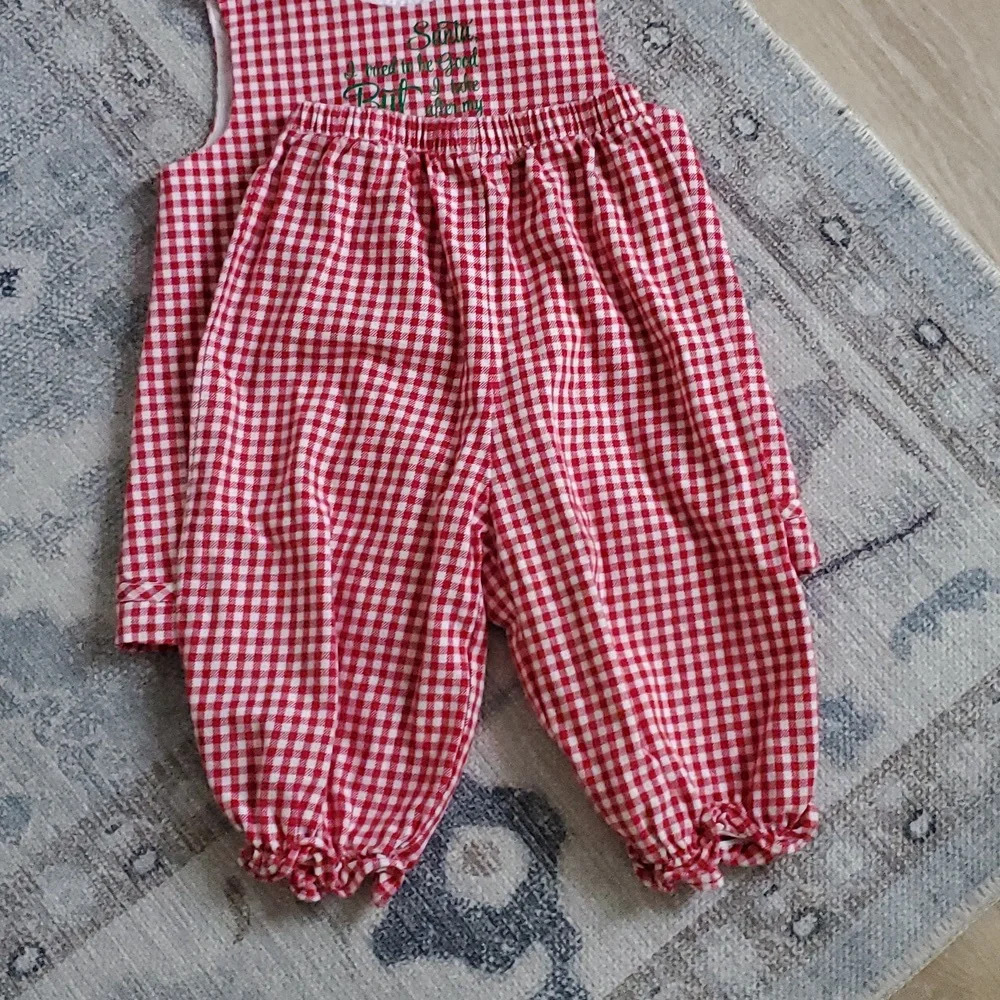 Rags Land Red Gingham Christmas Santa Matching Set Outfit Sz3